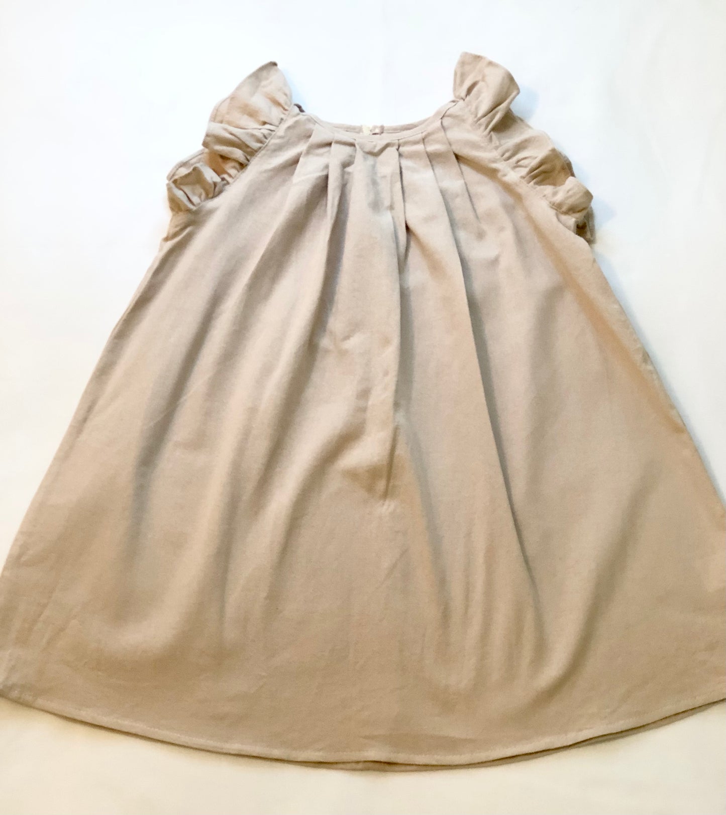 Beige Ruffle Sleeve Dress