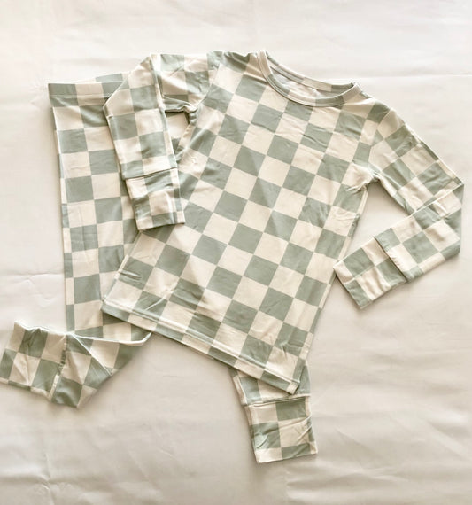 Checkered Two Piece Bamboo Pajamas